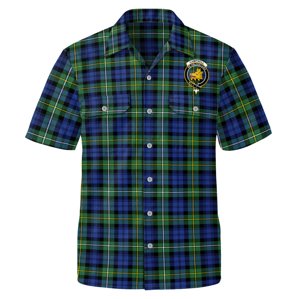 Scottish Campbell Argyll Ancient Clan Badge Tartan Short Sleeve Work Shirt - Image 2