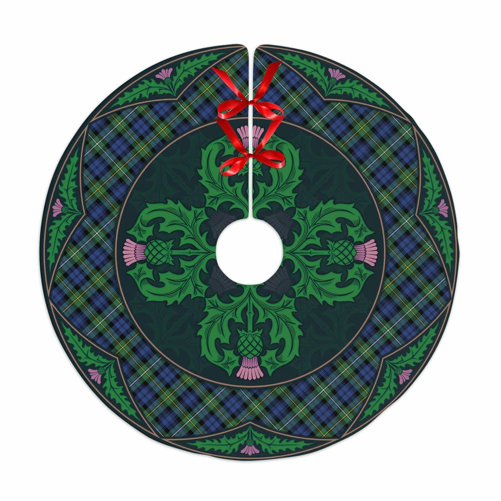 Scottish Campbell Argyll Ancient Tartan Christmas Tree Skirt Old Scottish Thistle Flower