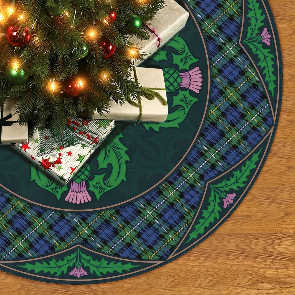 Scottish Campbell Argyll Ancient Tartan Christmas Tree Skirt Old Scottish Thistle Flower - Image 2