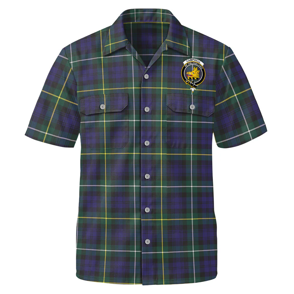 Scottish Campbell Argyll Modern Clan Badge Tartan Short Sleeve Work Shirt - Image 2