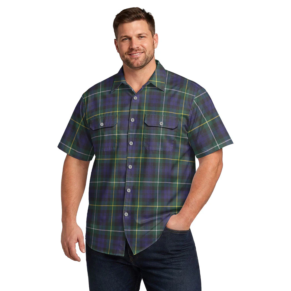 Scottish Campbell Argyll Modern Clan Badge Tartan Short Sleeve Work Shirt - Image 4