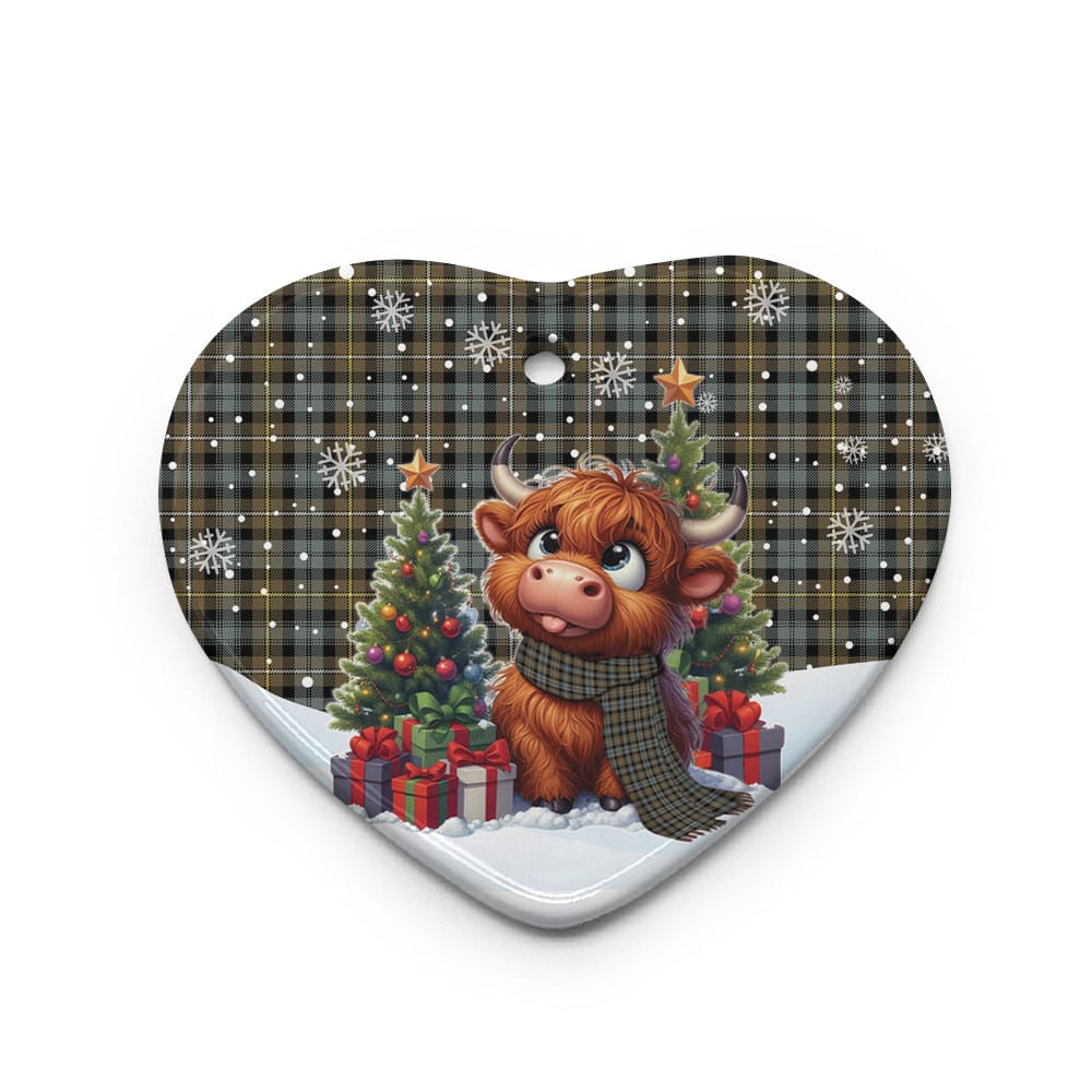 Scottish Campbell Argyll Weathered Tartan Ceramic Ornament Cute Highland Cow Christmas - Image 3