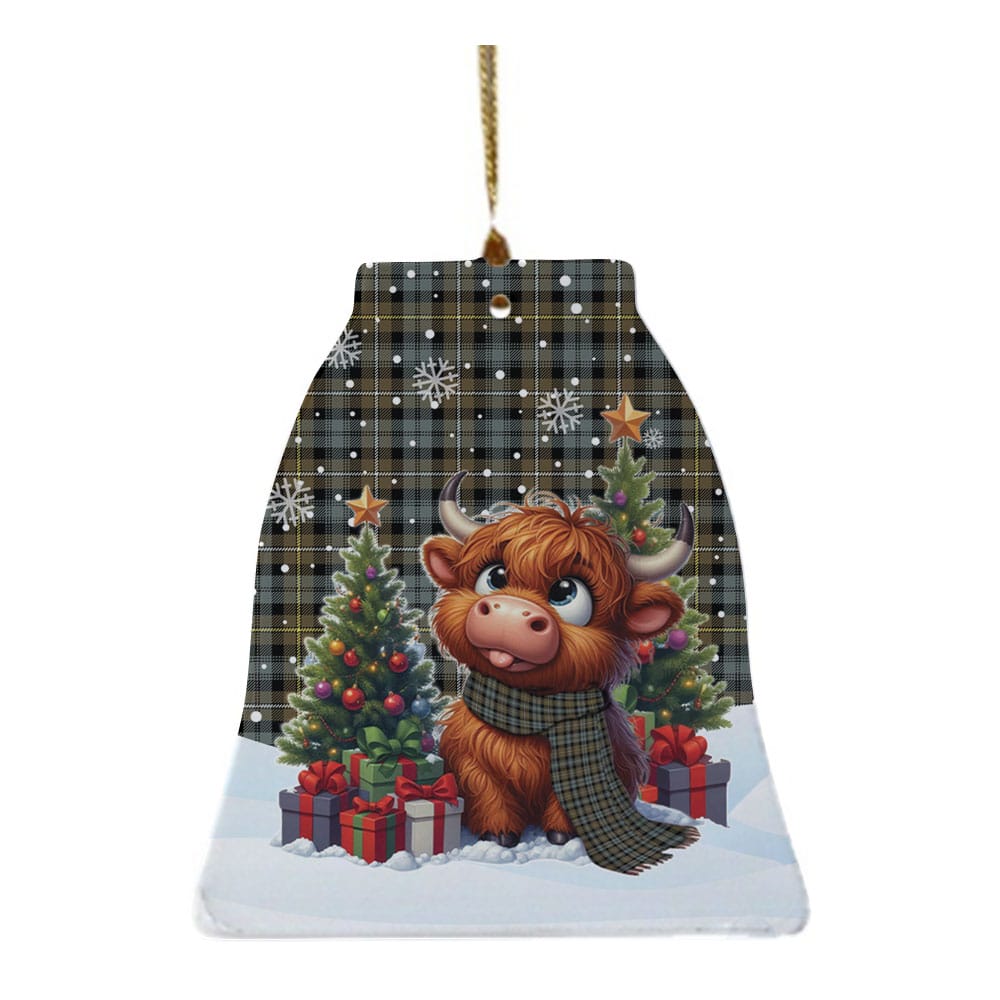 Scottish Campbell Argyll Weathered Tartan Ceramic Ornament Cute Highland Cow Christmas - Image 4