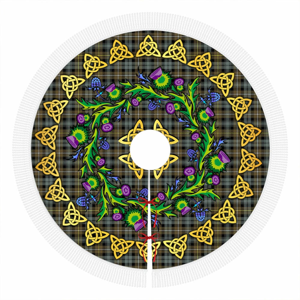 Scottish Campbell Argyll Weathered Tartan Thistle Celtic Knot Christmas Tree Skirt - Image 4