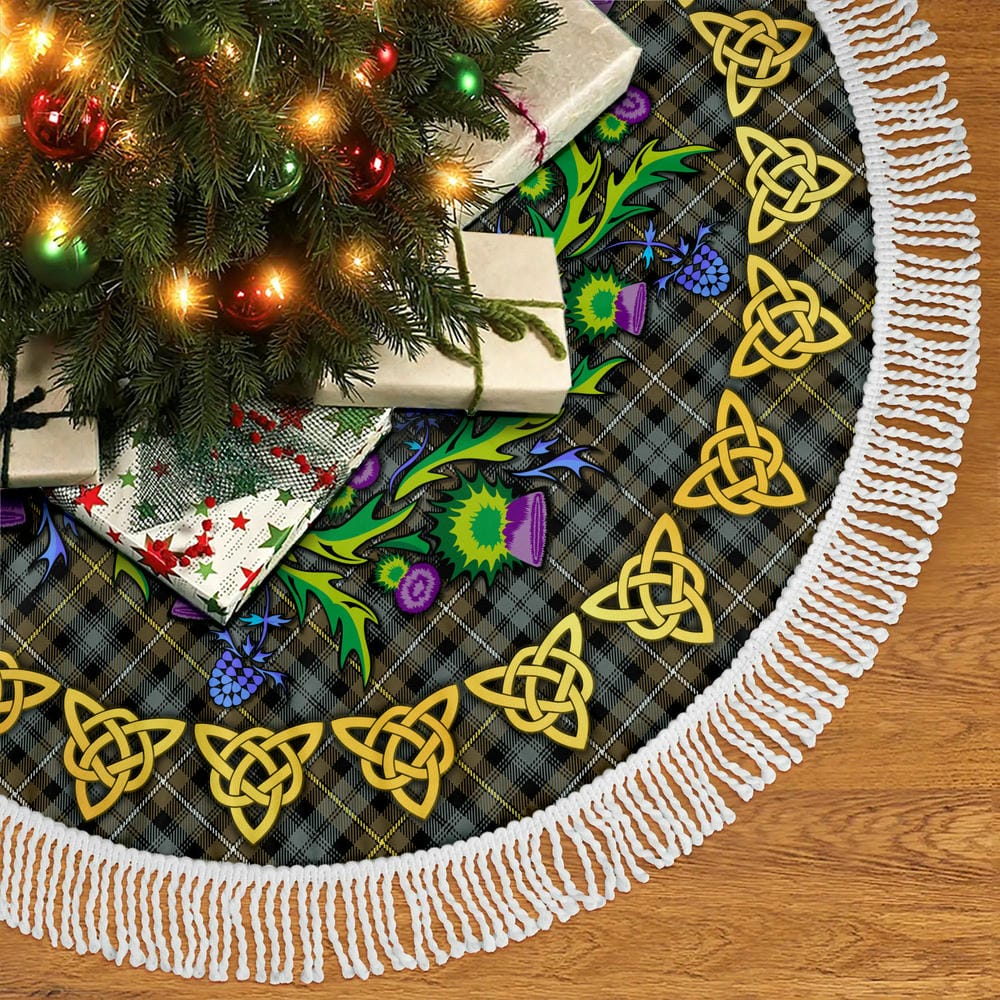 Scottish Campbell Argyll Weathered Tartan Thistle Celtic Knot Christmas Tree Skirt - Image 5