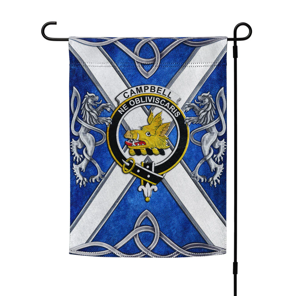 Scottish Campbell Clan Badge Garden Flag Silver Rampant Lion Emblem
