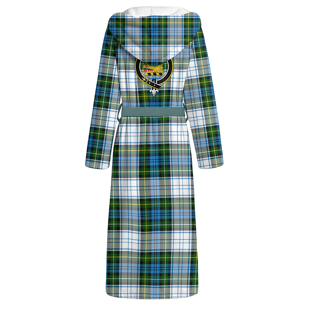 Scottish Campbell Dress Clan Badge Tartan Flannel Hooded Bathrobe - Image 3