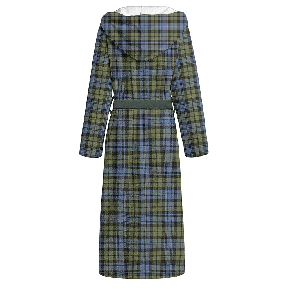Scottish Campbell Faded Clan Badge Tartan Flannel Hooded Bathrobe - Image 2