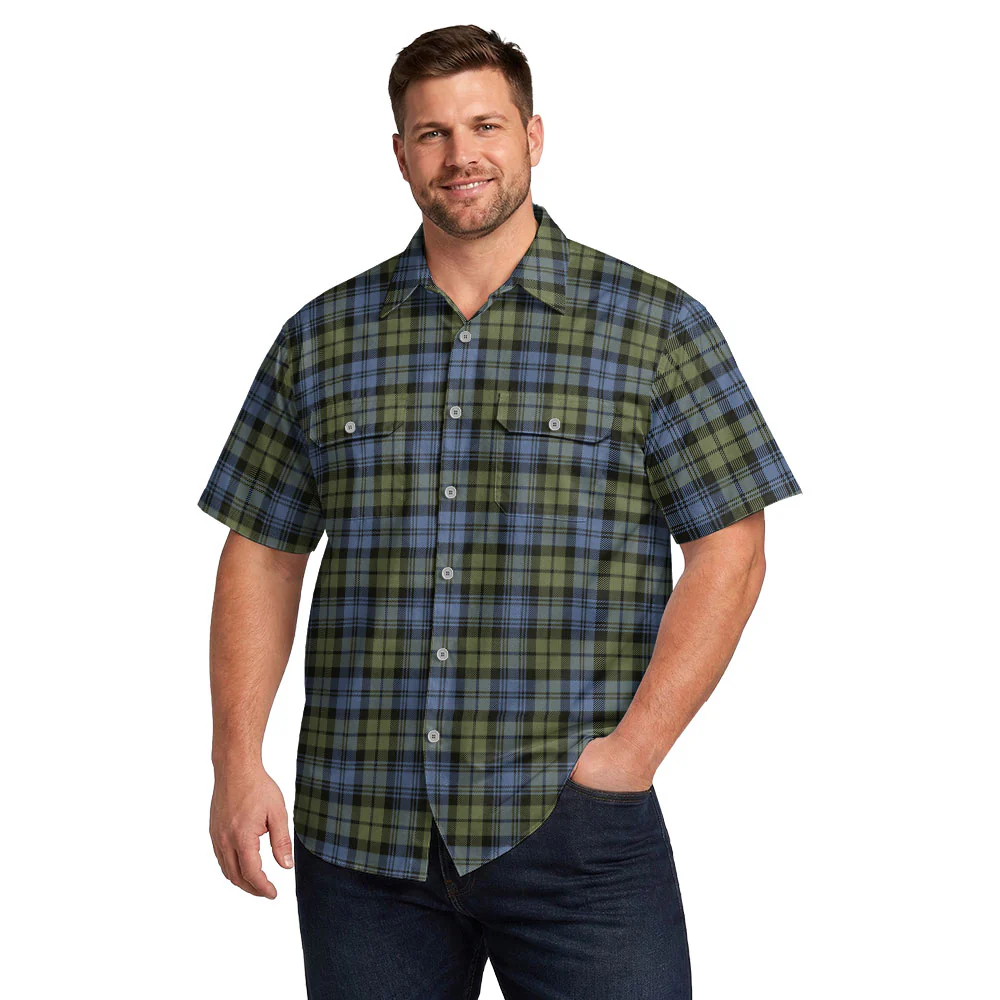 Scottish Campbell Faded Clan Badge Tartan Short Sleeve Work Shirt - Image 4