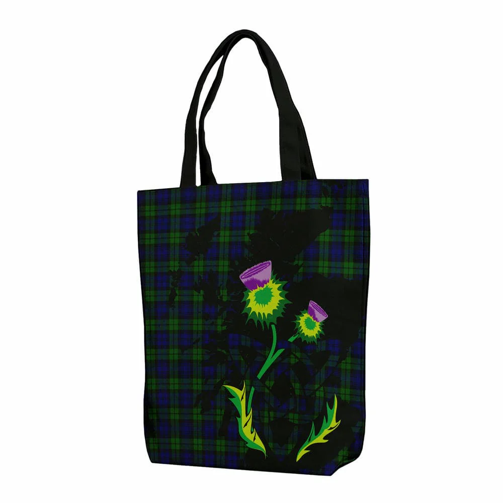 Scottish Campbell Modern Tartan Canvas Bag With Shoulder Strap With Thistle