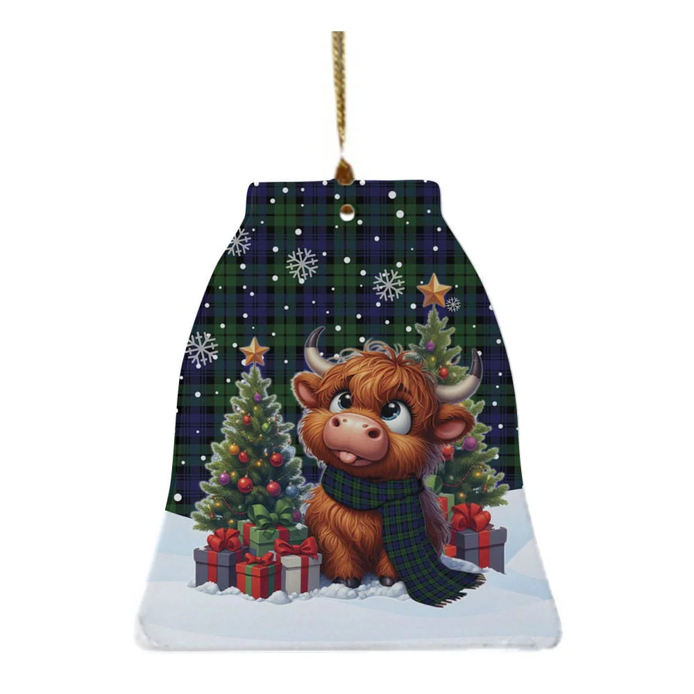 Scottish Campbell Modern Tartan Ceramic Ornament Cute Highland Cow Christmas - Image 4
