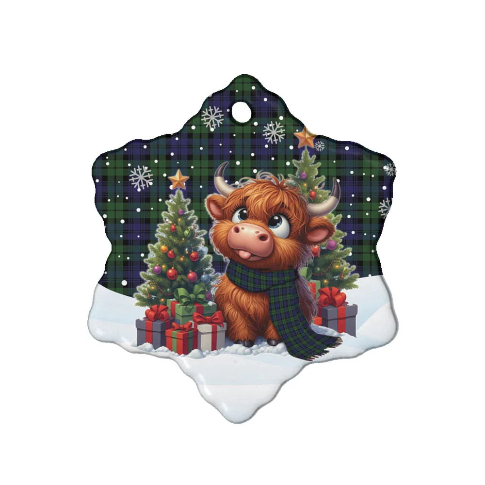 Scottish Campbell Modern Tartan Ceramic Ornament Cute Highland Cow Christmas - Image 6