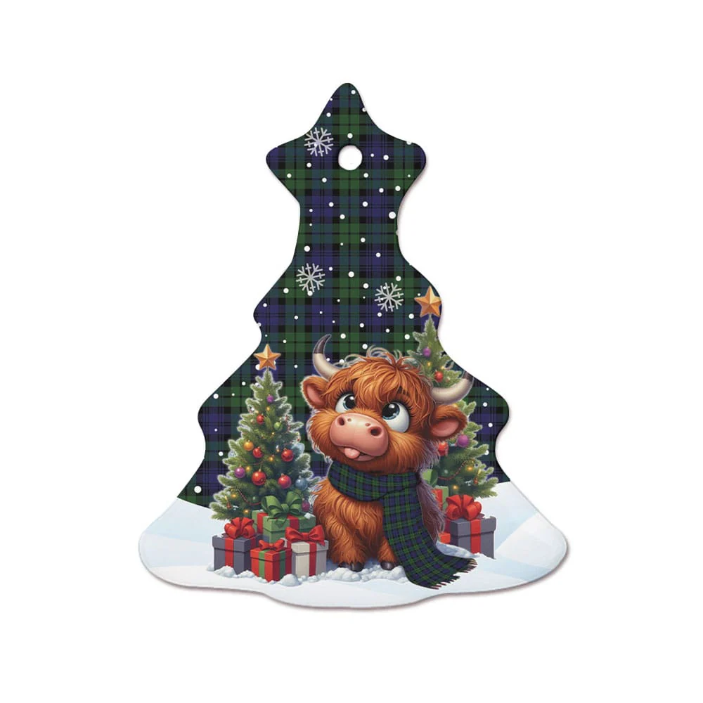 Scottish Campbell Modern Tartan Ceramic Ornament Cute Highland Cow Christmas - Image 7