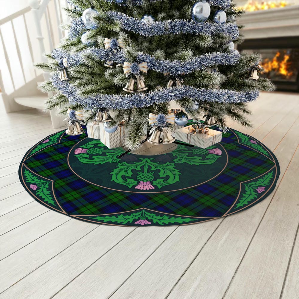 Scottish Campbell Modern Tartan Christmas Tree Skirt Old Scottish Thistle Flower - Image 3