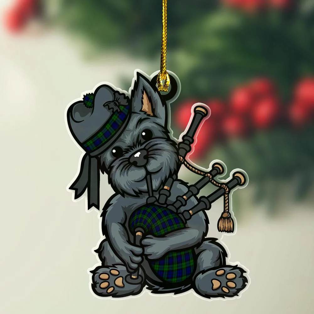 Scottish Campbell Modern Tartan Ornament Scottish Terrier Plays The Bagpipes