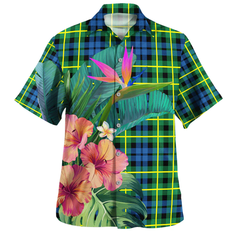 Scottish Campbell of Breadalbane Ancient Clan Badge Tartan Hawaiian Shirt Bouquet Tropical Style - Image 2