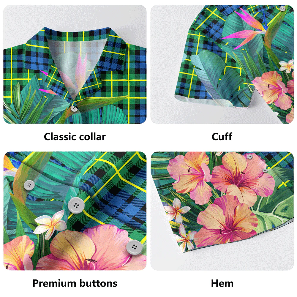 Scottish Campbell of Breadalbane Ancient Clan Badge Tartan Hawaiian Shirt Bouquet Tropical Style - Image 5