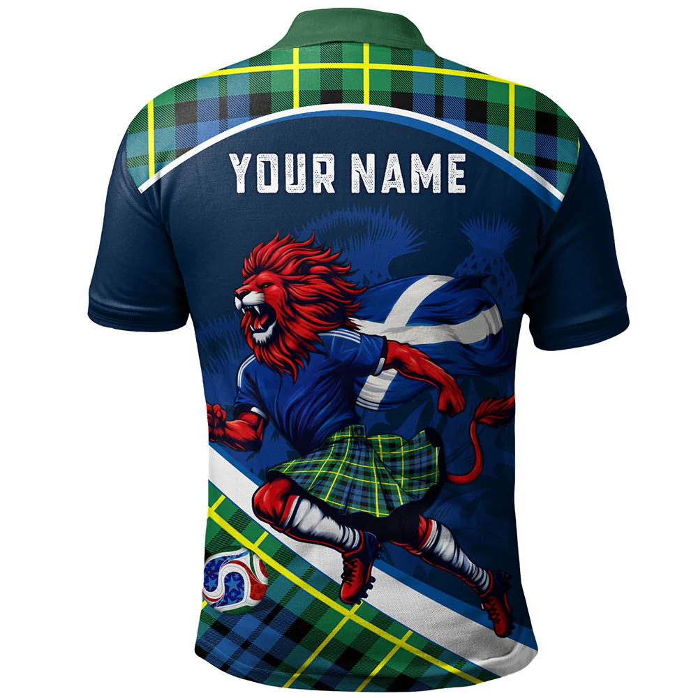Scottish Campbell of Breadalbane Ancient Clan Badge Tartan Polo Shirt Scotland Lion Brave Highland Spirit - Image 2