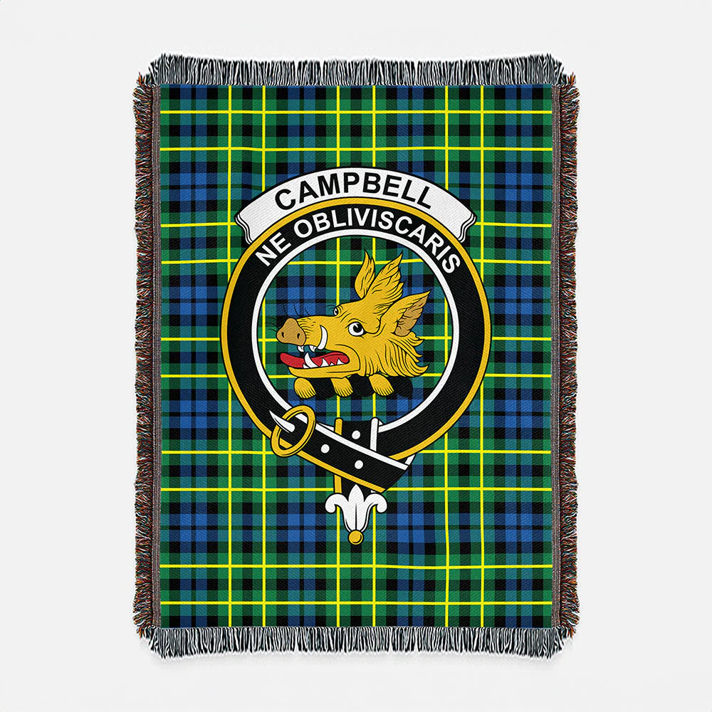 Scottish Campbell of Breadalbane Ancient Clan Badge Tartan Woven Blanket - Image 2