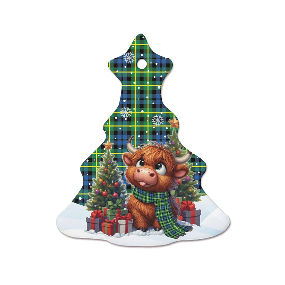 Scottish Campbell of Breadalbane Ancient Tartan Ceramic Ornament Cute Highland Cow Christmas - Image 7