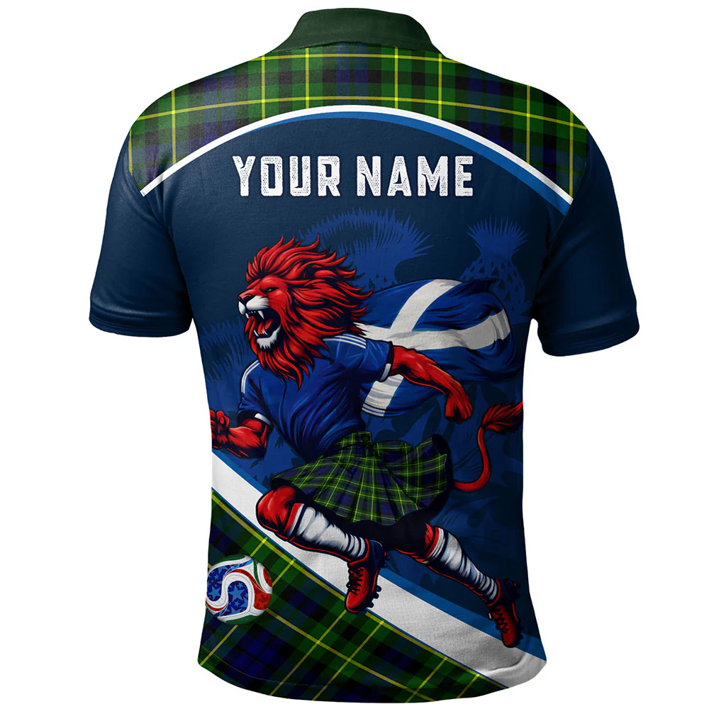 Scottish Campbell of Breadalbane Modern Clan Badge Tartan Polo Shirt Scotland Lion Brave Highland Spirit - Image 2