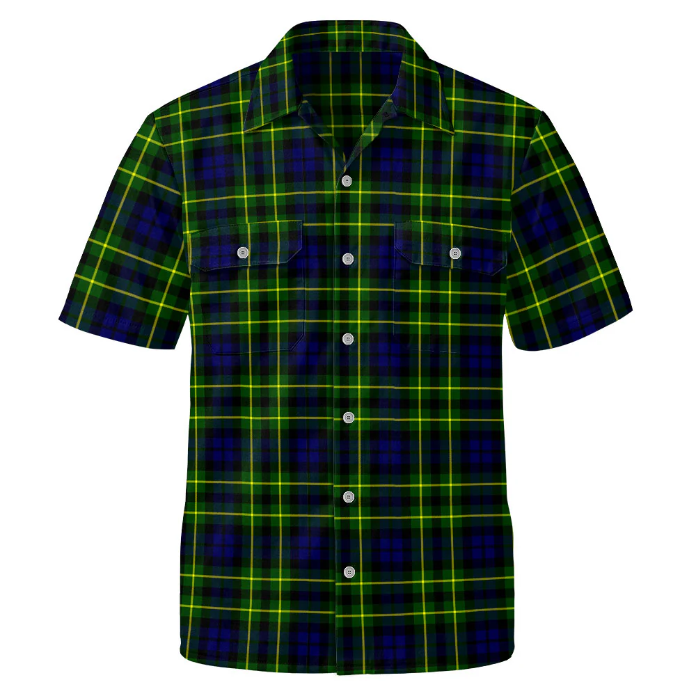 Scottish Campbell of Breadalbane Modern Clan Badge Tartan Short Sleeve Work Shirt