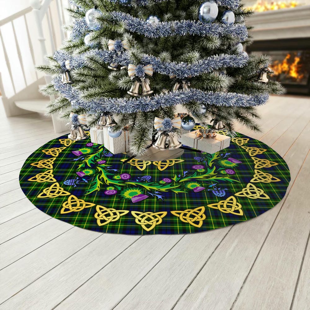 Scottish Campbell of Breadalbane Modern Tartan Thistle Celtic Knot Christmas Tree Skirt - Image 3
