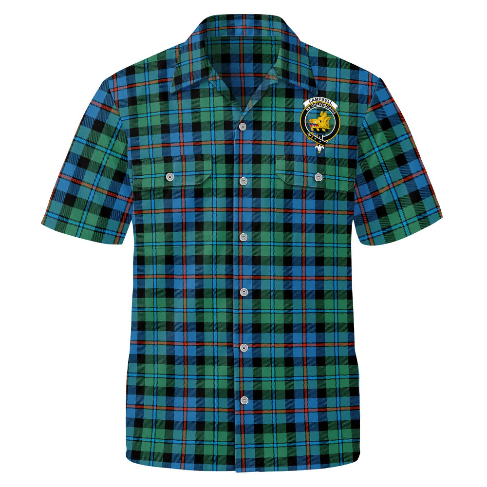 Scottish Campbell of Cawdor Ancient Clan Badge Tartan Short Sleeve Work Shirt - Image 2