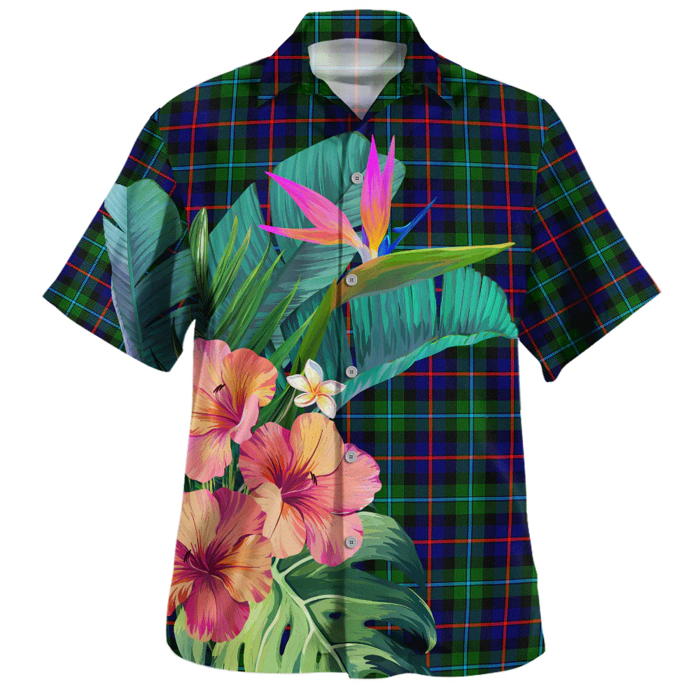 Scottish Campbell of Cawdor Modern Clan Badge Tartan Hawaiian Shirt Bouquet Tropical Style - Image 2