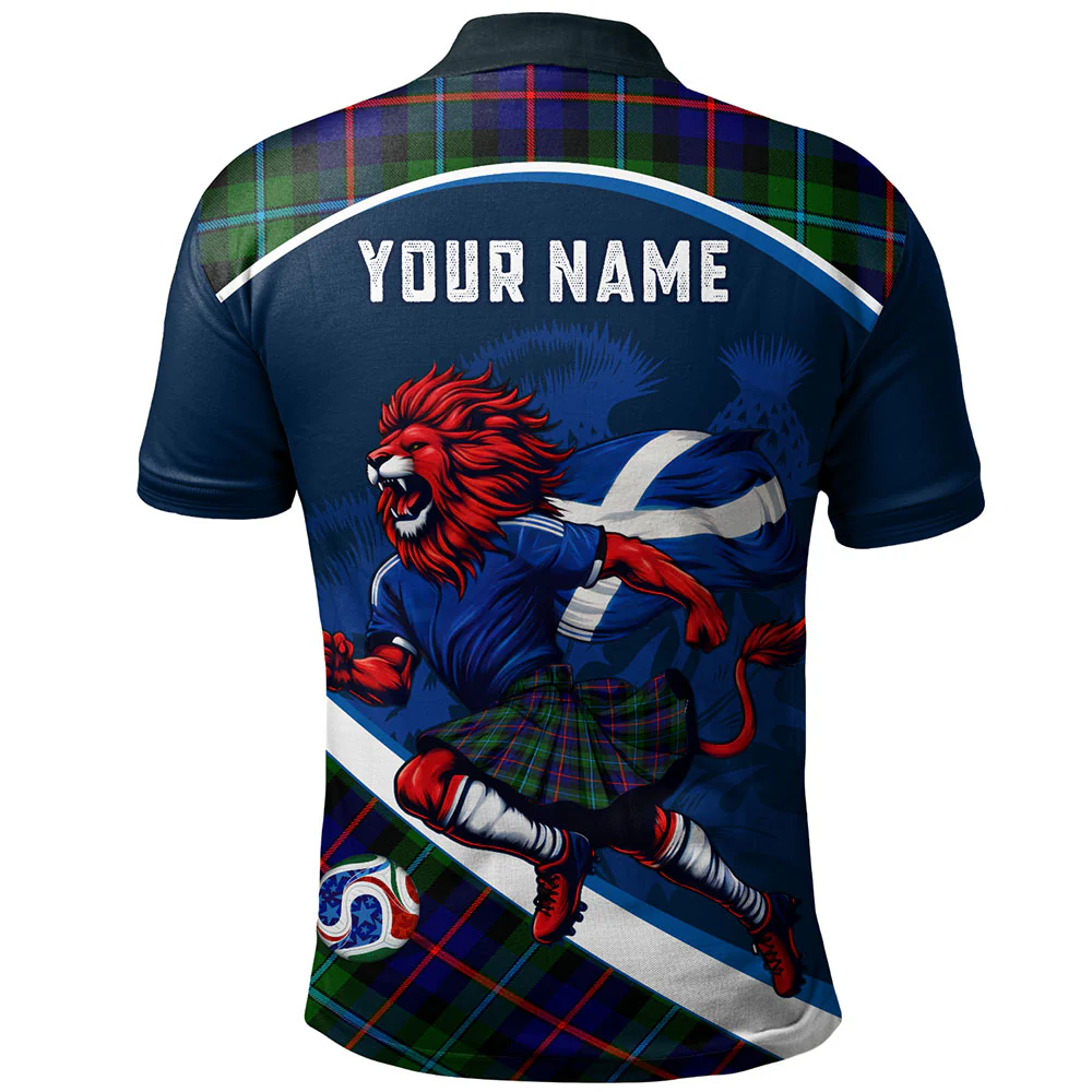 Scottish Campbell of Cawdor Modern Clan Badge Tartan Polo Shirt Scotland Lion Brave Highland Spirit - Image 2