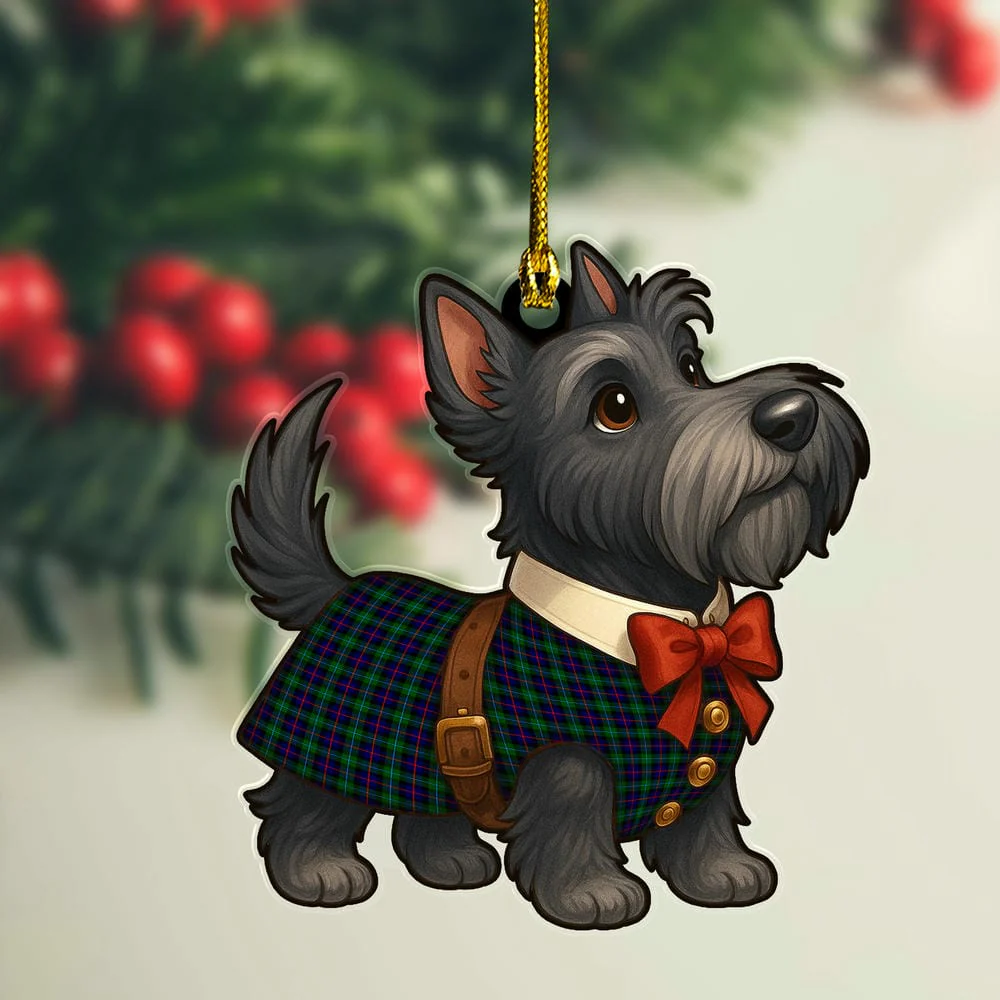 Scottish Campbell of Cawdor Modern Tartan Ornament Scottie Dog