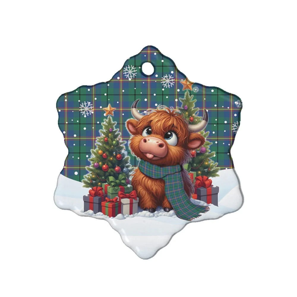Scottish Carmichael Ancient Tartan Ceramic Ornament Cute Highland Cow Christmas - Image 6