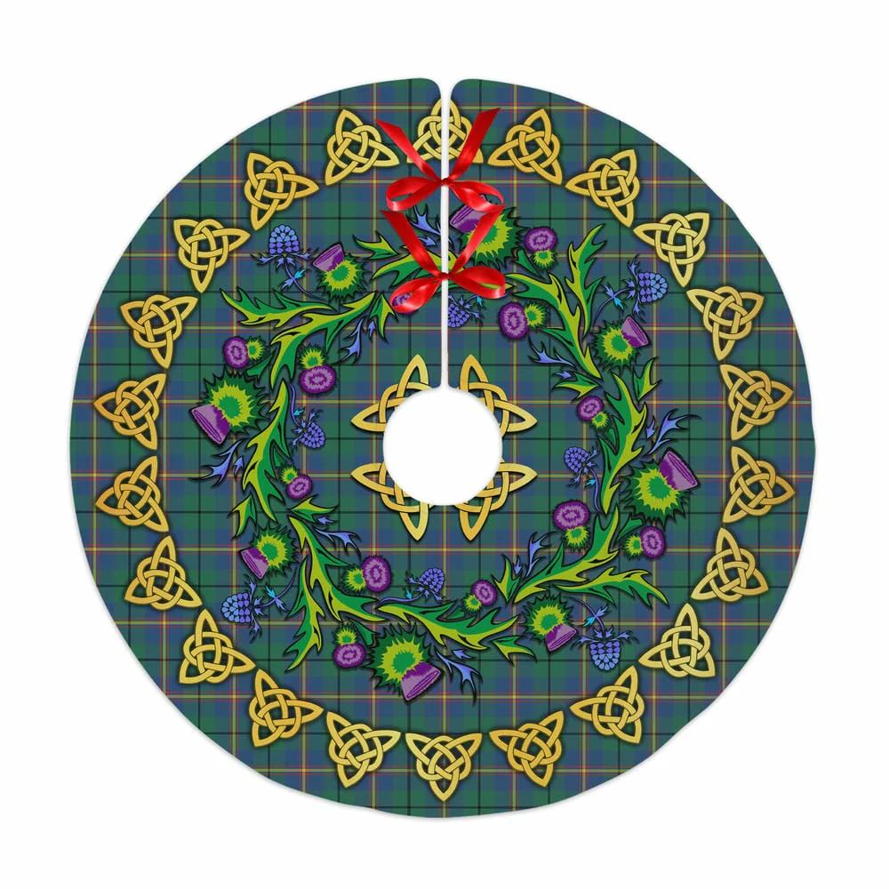 Scottish Carmichael Ancient Tartan Thistle Celtic Knot Christmas Tree Skirt