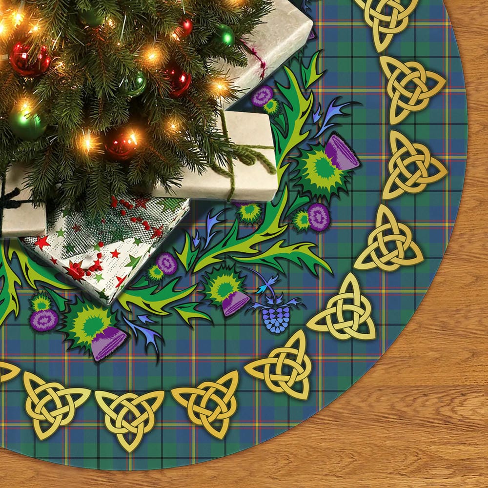 Scottish Carmichael Ancient Tartan Thistle Celtic Knot Christmas Tree Skirt - Image 2