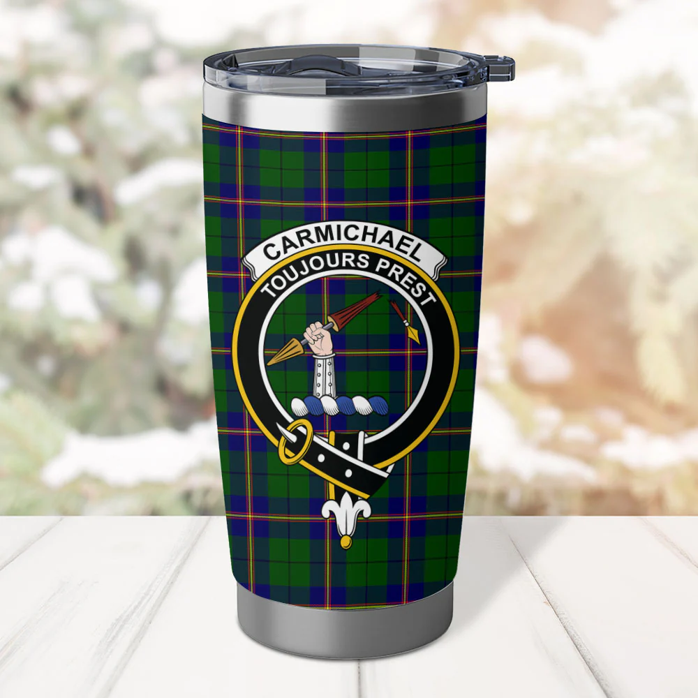 Scottish Carmichael Modern Clan Badge Tartan Tumbler - Image 2