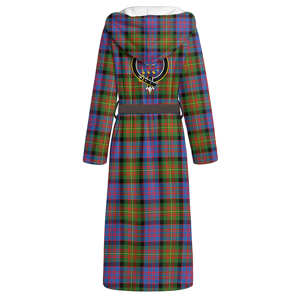 Scottish Carnegie Ancient Clan Badge Tartan Flannel Hooded Bathrobe - Image 3