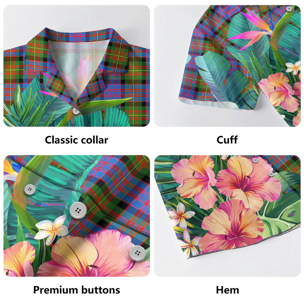 Scottish Carnegie Ancient Clan Badge Tartan Hawaiian Shirt Bouquet Tropical Style - Image 5