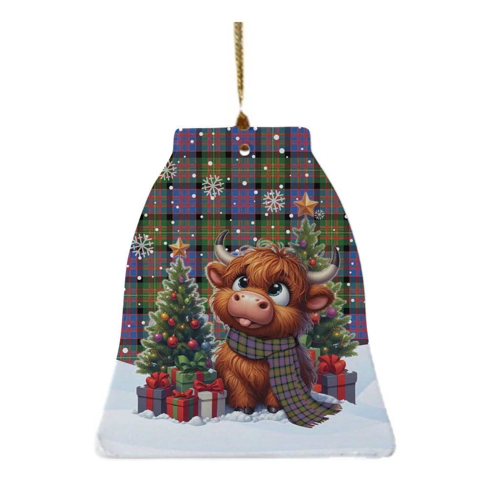 Scottish Carnegie Ancient Tartan Ceramic Ornament Cute Highland Cow Christmas - Image 4