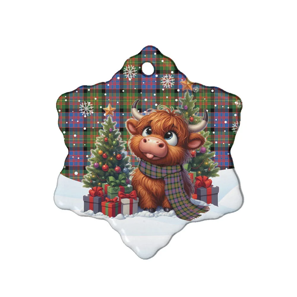 Scottish Carnegie Ancient Tartan Ceramic Ornament Cute Highland Cow Christmas - Image 6