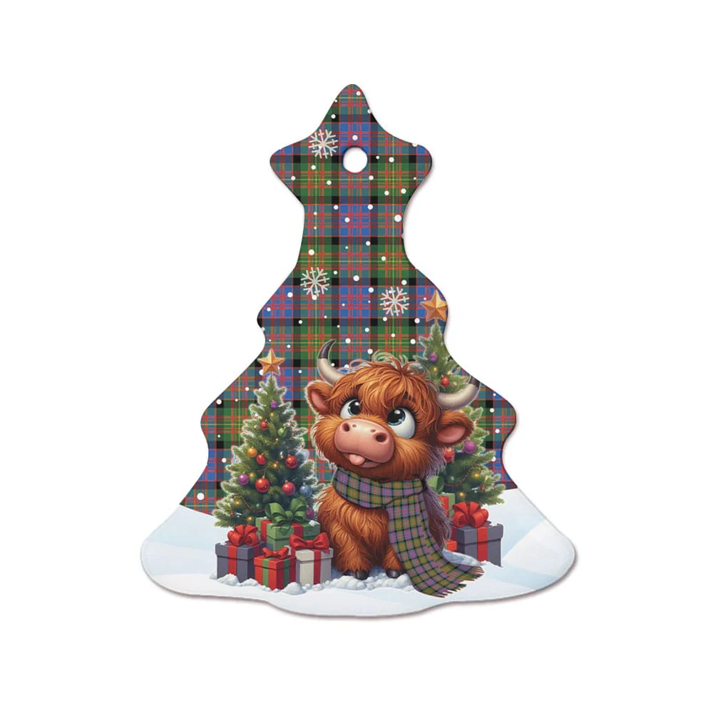 Scottish Carnegie Ancient Tartan Ceramic Ornament Cute Highland Cow Christmas - Image 7