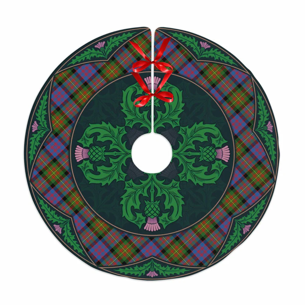 Scottish Carnegie Ancient Tartan Christmas Tree Skirt Old Scottish Thistle Flower