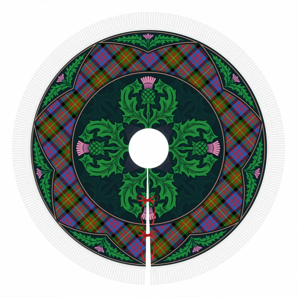Scottish Carnegie Ancient Tartan Christmas Tree Skirt Old Scottish Thistle Flower - Image 4