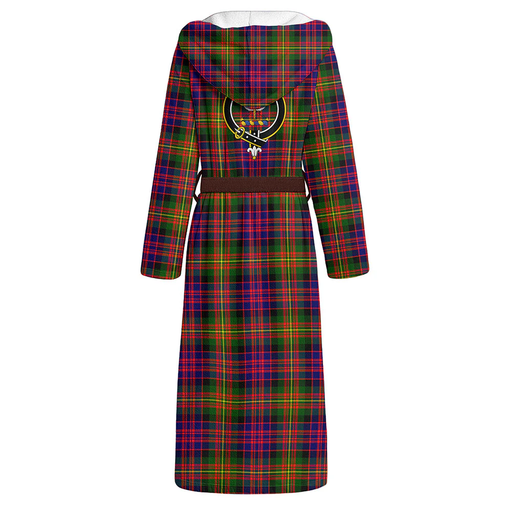 Scottish Carnegie Modern Clan Badge Tartan Flannel Hooded Bathrobe - Image 3