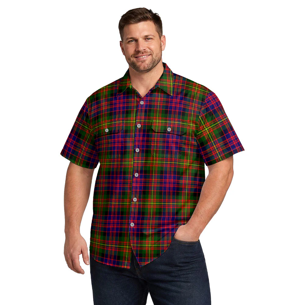 Scottish Carnegie Modern Clan Badge Tartan Short Sleeve Work Shirt - Image 4