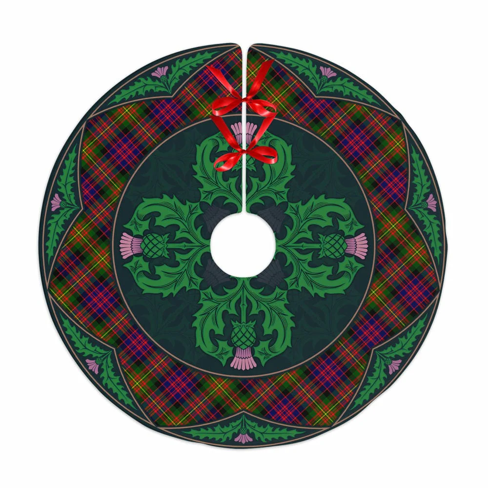Scottish Carnegie Modern Tartan Christmas Tree Skirt Old Scottish Thistle Flower