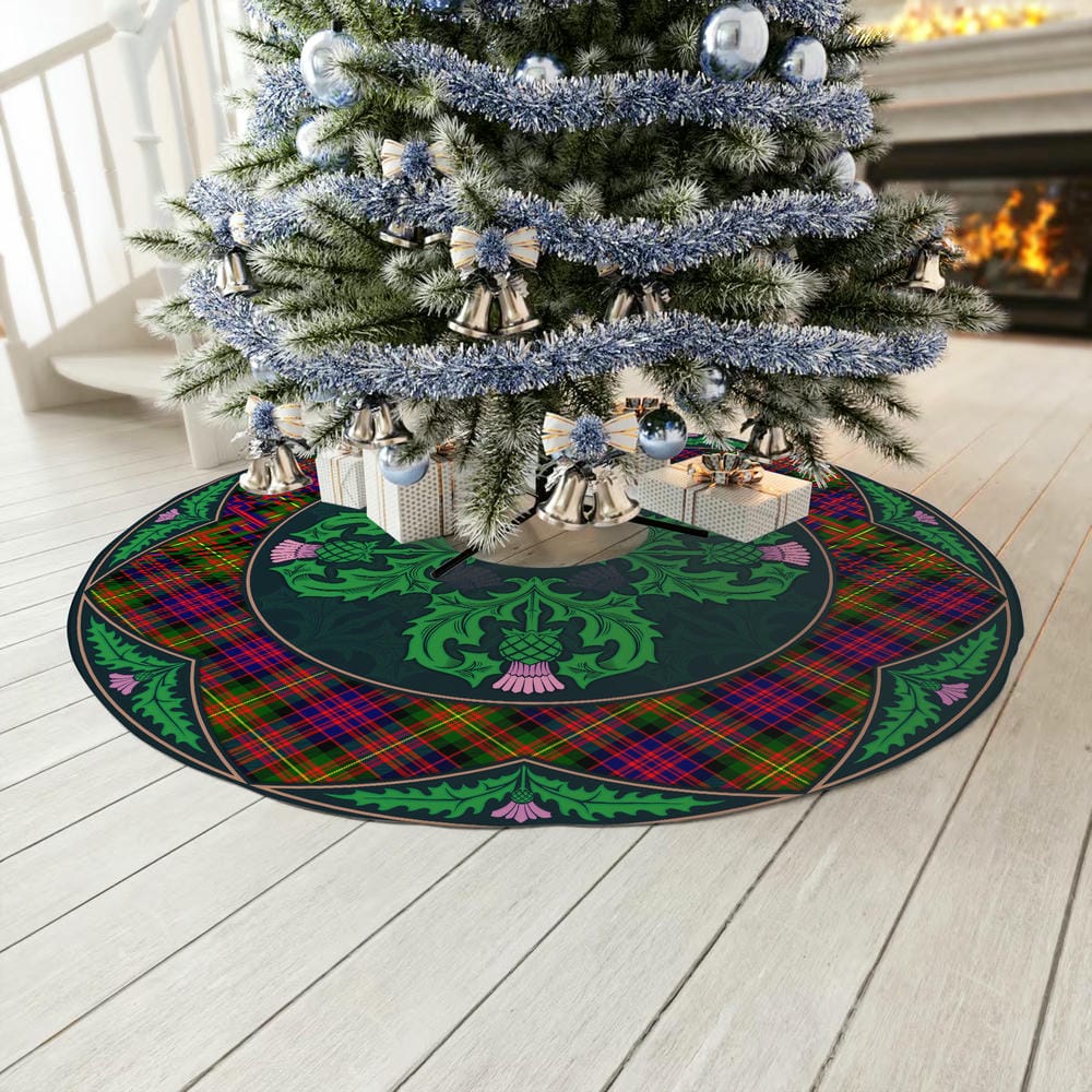 Scottish Carnegie Modern Tartan Christmas Tree Skirt Old Scottish Thistle Flower - Image 3