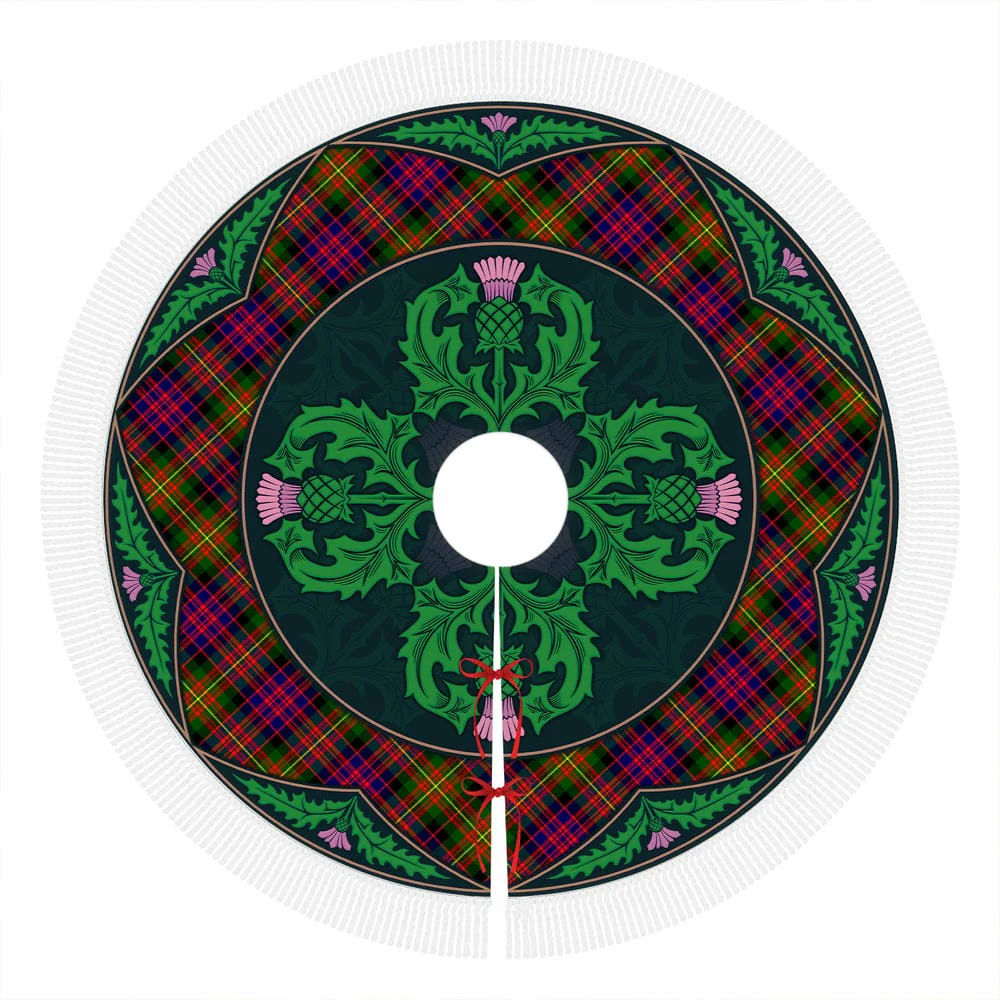 Scottish Carnegie Modern Tartan Christmas Tree Skirt Old Scottish Thistle Flower - Image 4