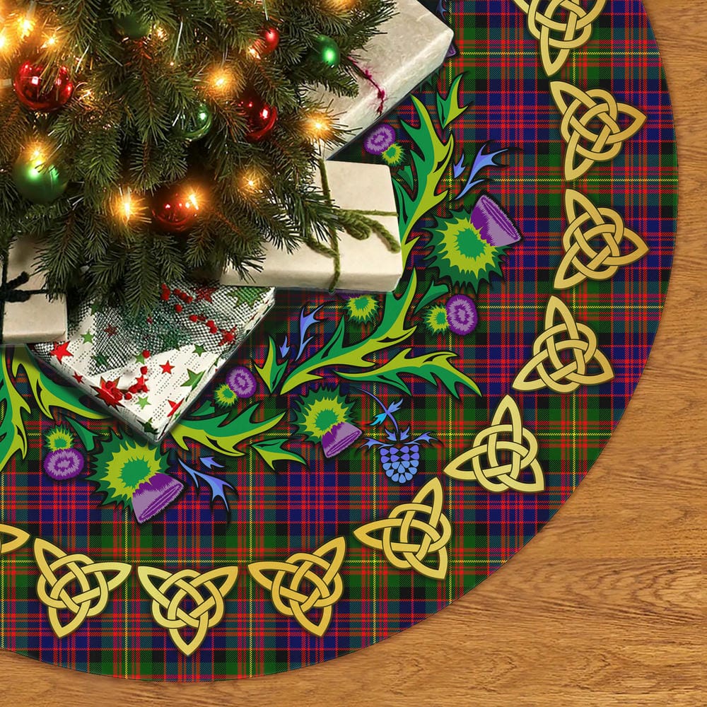 Scottish Carnegie Modern Tartan Thistle Celtic Knot Christmas Tree Skirt - Image 2