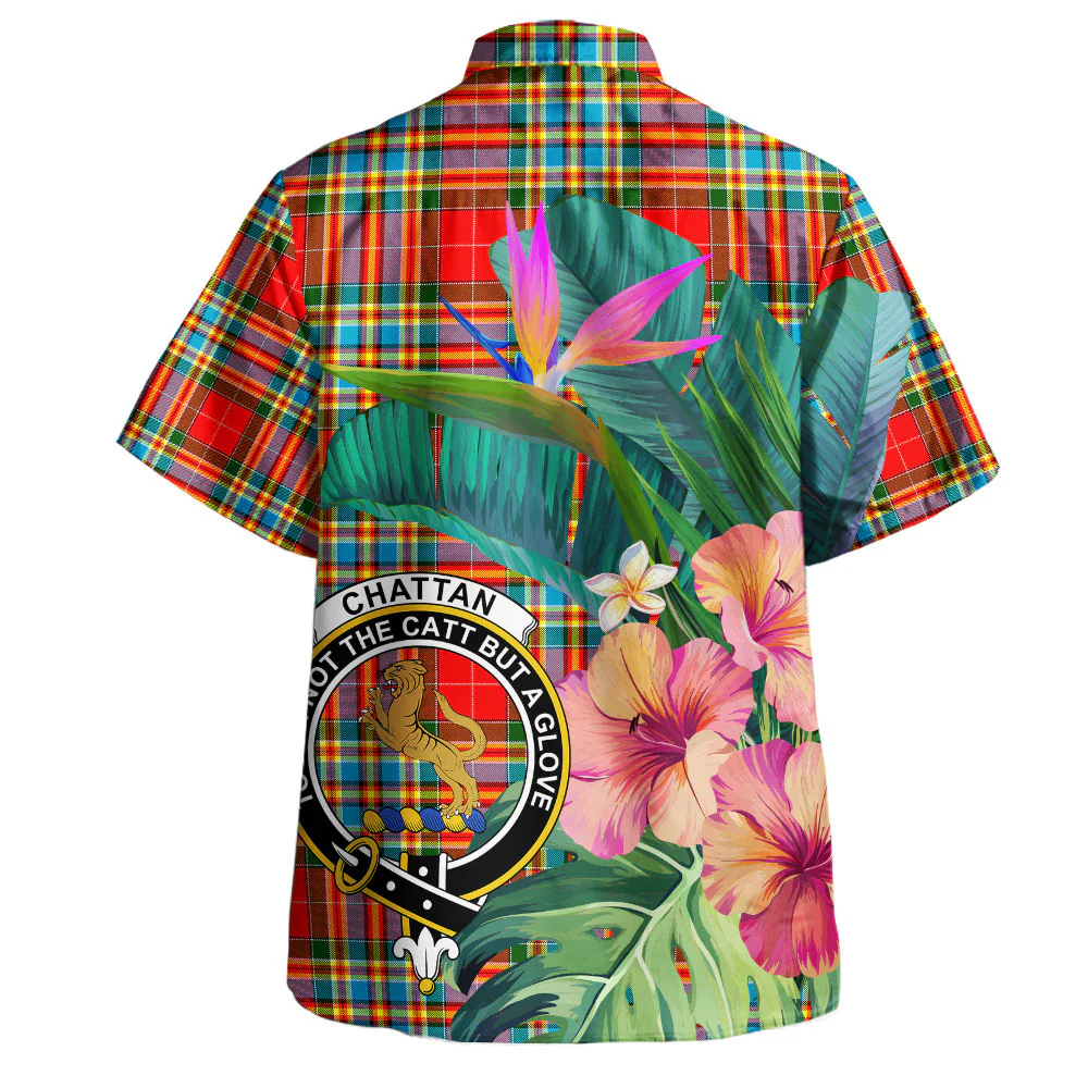 Scottish Chattan Clan Badge Tartan Hawaiian Shirt Bouquet Tropical Style - Image 3