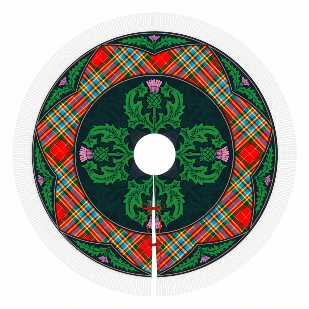 Scottish Chattan Tartan Christmas Tree Skirt Old Scottish Thistle Flower - Image 4